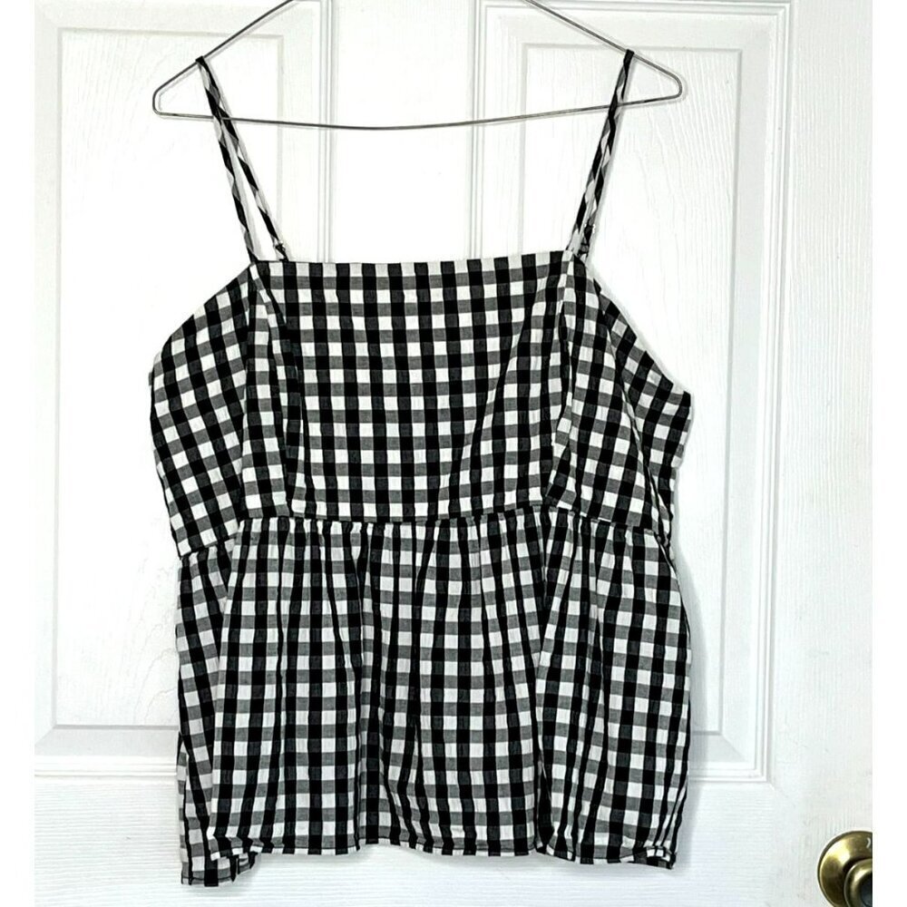 Babydoll Tank Top XL Cropped Gingham Smocked Y2K Cottagecore Preppy Retro Beach
